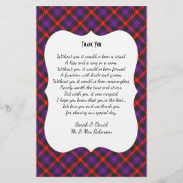 Scotch Clan Tartan Wedding Poem Dank je wel