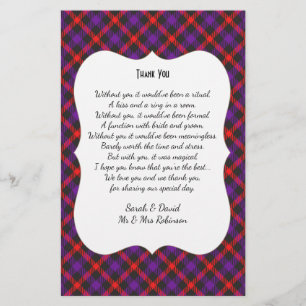 Scotch Clan Tartan Wedding Poem Dank je wel