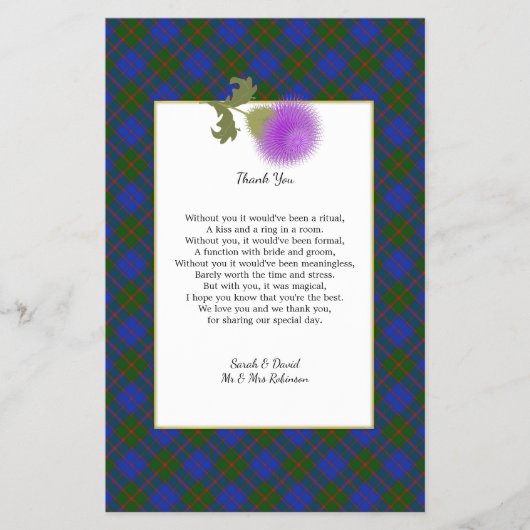 Scotch Clan Tartan Wedding Poem Dank je wel Flyer (Voorkant)