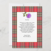 Scotch Clan Tartan Wedding Poem Dank je wel Kaart (Voorkant)