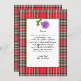 Scotch Clan Tartan Wedding Poem Dank je wel Kaart