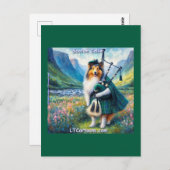 Scotch Collie Serenade – Bagpipes & Tartan Whimsy Briefkaart (Voorkant / Achterkant)