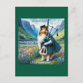 Scotch Collie Serenade – Bagpipes & Tartan Whimsy Briefkaart