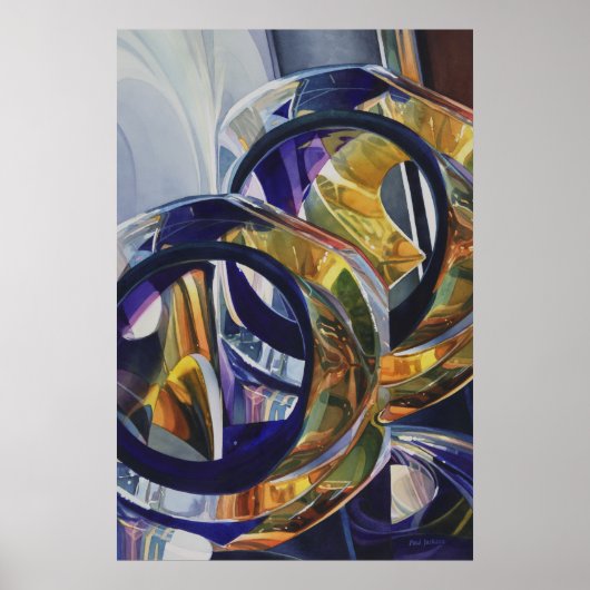 "Scotch on the Rocks" Art Glass Waterverf Poster (Voorkant)