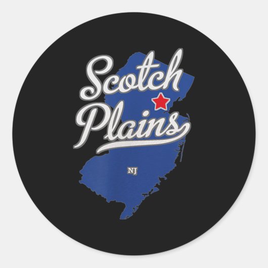 Scotch Plains New Jersey Nj Map  Ronde Sticker (Voorkant)