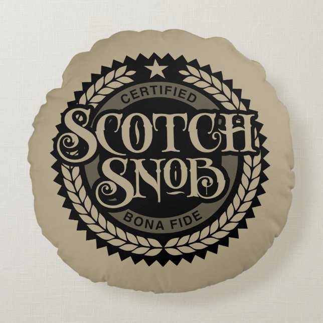 Scotch Snob - grappige whisky drinker Rond Kussen (Voorkant)
