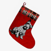 SCOTISH TERRIER DOG, SCOTTIE DOG + TARTAN GROTE KERSTSOK (Voorkant (Hangend))
