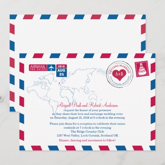 Scotland Airmail | Bruiloft Kaart (Voorkant / Achterkant)