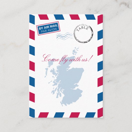 Scotland Airmail Escort/Seating Kaart Wedding Plaatskaartje (Voorkant)