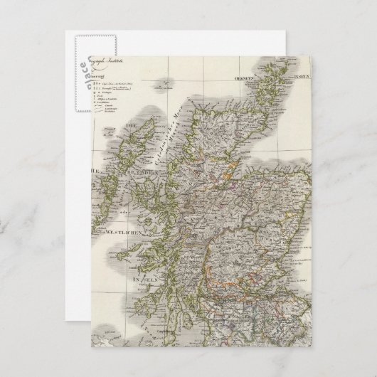 Scotland Atlas Map Briefkaart (Voorkant / Achterkant)