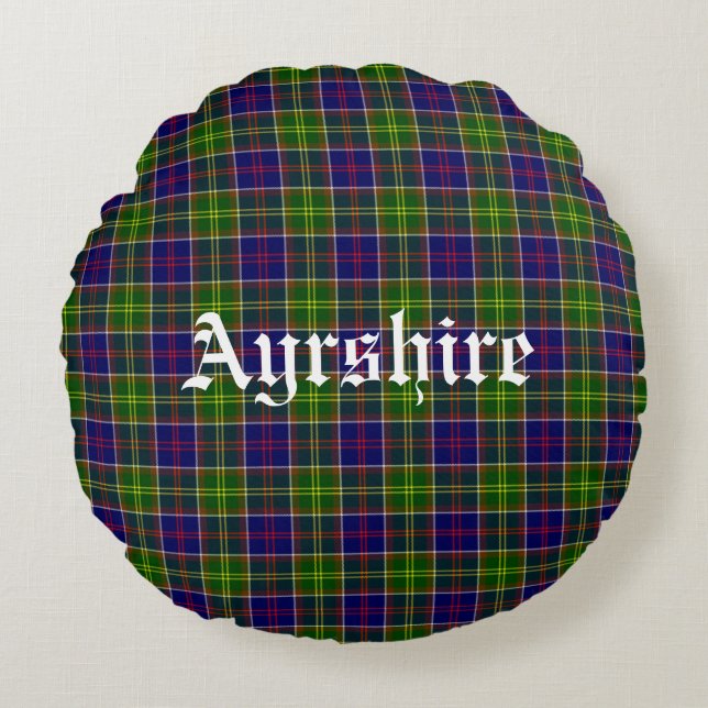 Scotland Ayrshire District Tartan Rond Kussen (Voorkant)