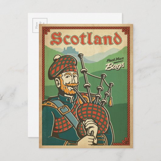 Scotland | Bag Piper Briefkaart (Voorkant / Achterkant)