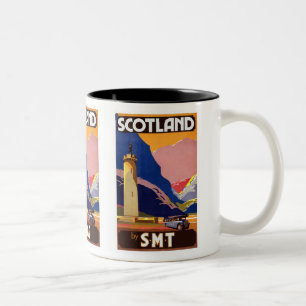 " Scotland Bus Company Travel Poster" Tweekleurige Koffiemok
