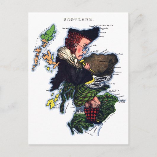 Scotland Caricature Map Briefkaart (Voorkant)