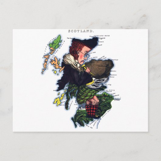 Scotland Caricature Map Briefkaart (Voorkant)
