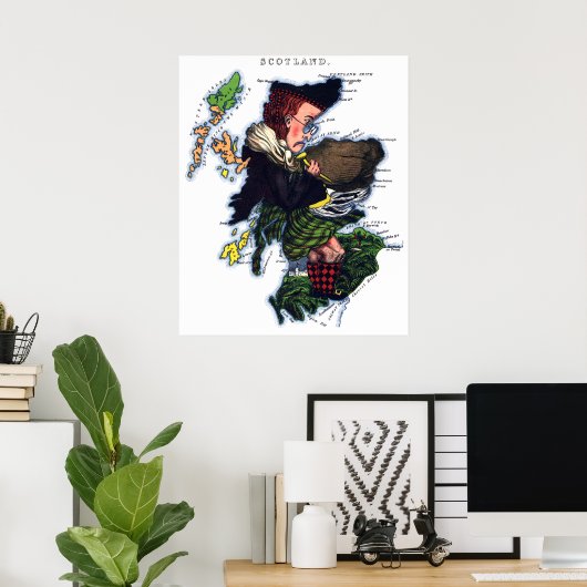 Scotland Caricature Map Poster (Thuiskantoor)