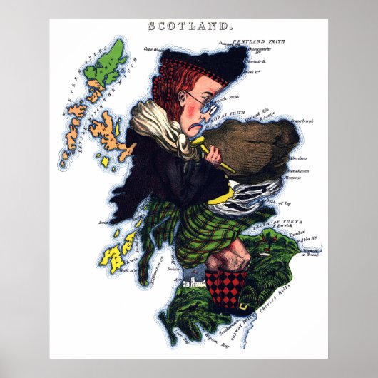 Scotland Caricature Map Poster (Voorkant)