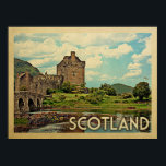 Scotland Castle Vintage Travel Poster<br><div class="desc">Het Schotse ontwerp in de stijl Vintage Travel,  met de prachtige wijze waarop het kasteel van Eilean Donan wordt ontworpen.</div>