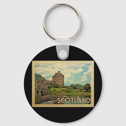 Scotland Castle Vintage Travel Sleutelhanger (Voorkant)