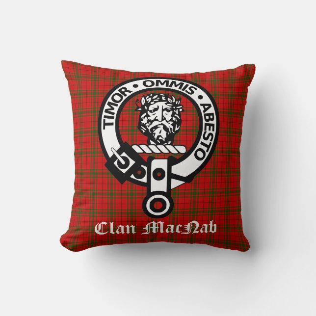 Scotland Clan MacNab Crest Badge en Tartan Kussen (Voorkant)