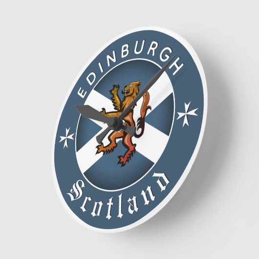 Scotland Clock, Rampant, Edinburgh, Schotse vlag Ronde Klok (Hoek)