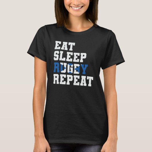 Scotland Eat Sleep Rugby Repeat Scottish Sport T-shirt (Voorkant)