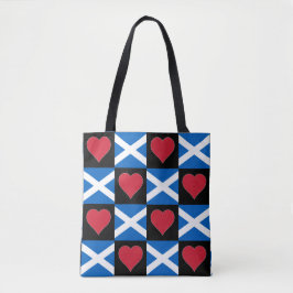 Scotland Flag Heart Pattern Patriotic Scottish Tote Bag