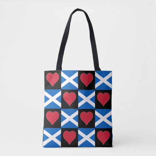 Scotland Flag Heart Pattern Patriotic Scottish Tote Bag (Voorkant)