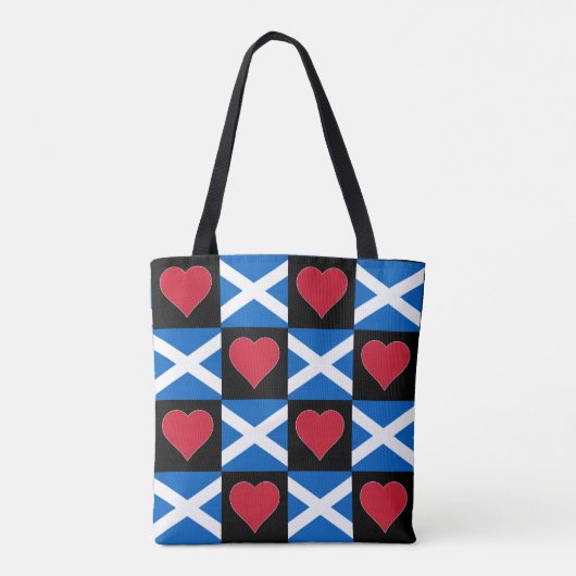 Scotland Flag Heart Pattern Patriotic Scottish Tote Bag (Achterkant)