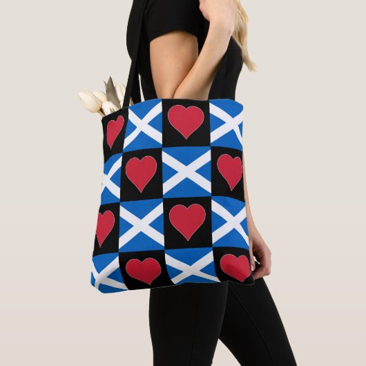 Scotland Flag Heart Pattern Patriotic Scottish Tote Bag (Dichtbij)
