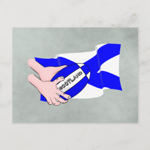 Scotland Flag Rugby Ball Supporters Cartoon Hands Briefkaart