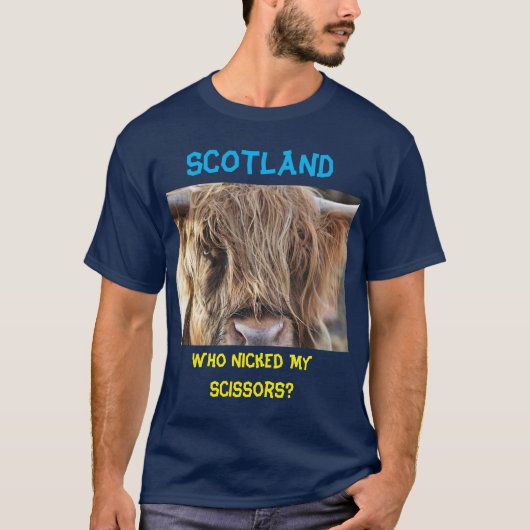 Scotland Funny Long Hair Koe T-shirt (Voorkant)