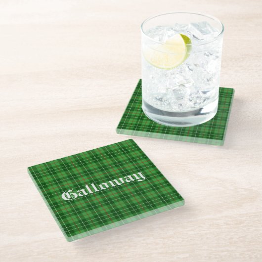 Scotland Galloway District Tartan Gepersonaliseerd Glazen Onderzetter (Schuin)