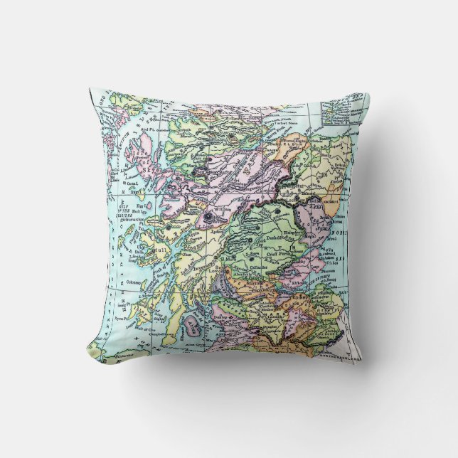 Scotland Map Black Watch Tartan Pset Pillow Kussen (Voorkant)
