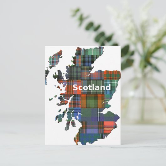 Scotland Map Multi Tartan Briefkaart (Staand voorkant)