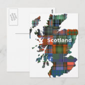 Scotland Map Multi Tartan Briefkaart (Voorkant / Achterkant)