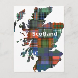 Scotland Map Multi Tartan Briefkaart