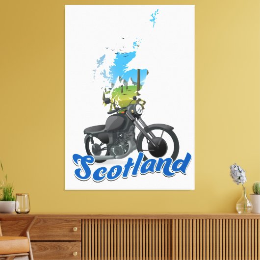 Scotland Motorcycle map reisposer Canvas Afdruk (Insitu (Woonkamer))