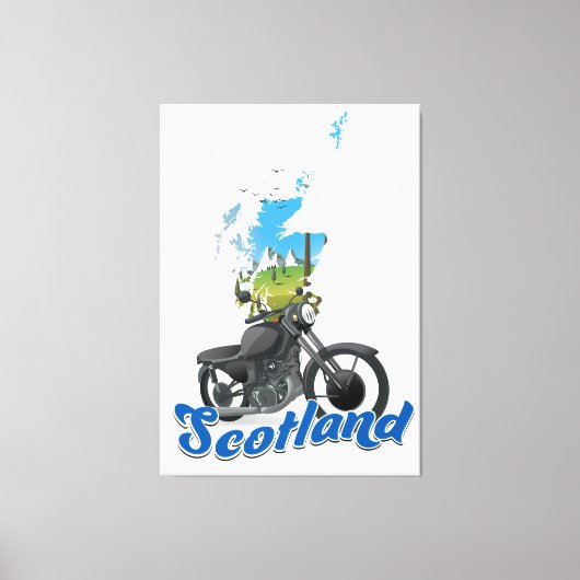 Scotland Motorcycle map reisposer Canvas Afdruk (Voorkant)