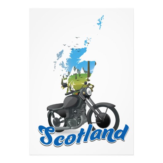 Scotland Motorcycle map reisposer Foto Afdruk (Voorkant)