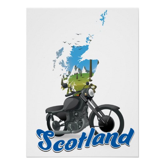 Scotland Motorcycle map reisposer Perfect Poster (Voorkant)