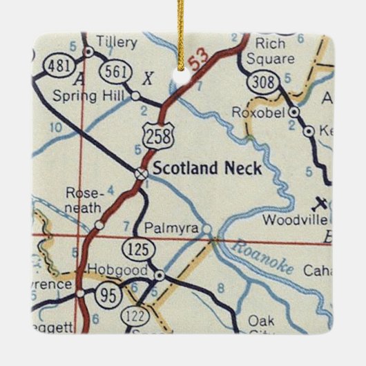 Scotland Neck NC Map Keramisch Ornament (Achterkant)