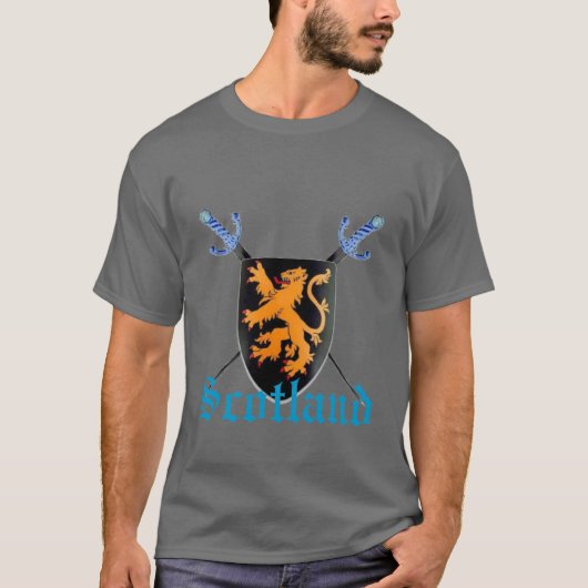 Scotland Rampant Lion Cross Swords T-shirt Geperso (Voorkant)