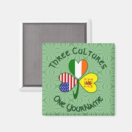Scotland Rampant USA Ireland Flags Shamrock Name Magneet (Voorkant / Achterkant)