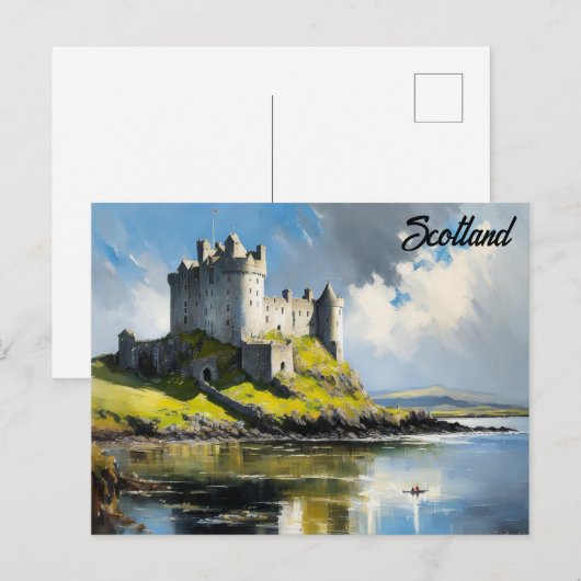Scotland Scottish Castle Waterverf Reizen Briefkaart (Voorkant / Achterkant)