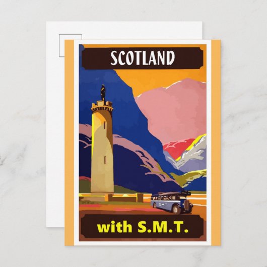 Scotland SMT Bus Travel Poster Briefkaart (Voorkant / Achterkant)
