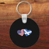 Scotland Usa Flag T Shirt Heart Scottish American  Sleutelhanger (Voorkant)