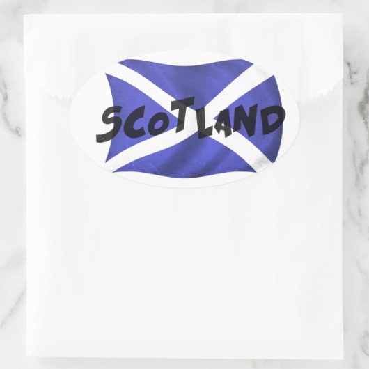 Scotland Wavy Flag Ovale Sticker (Tas)