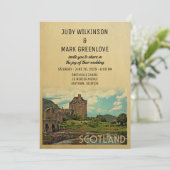 Scotland Wedding Invitation Eilean Donan Castle Kaart (Staand voorkant)