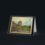 Scotland Wenskaart Castle Vintage Travel Kaart<br><div class="desc">Het Schotse ontwerp in de stijl Vintage Travel,  met de prachtige wijze waarop het kasteel van Eilean Donan wordt ontworpen.</div>